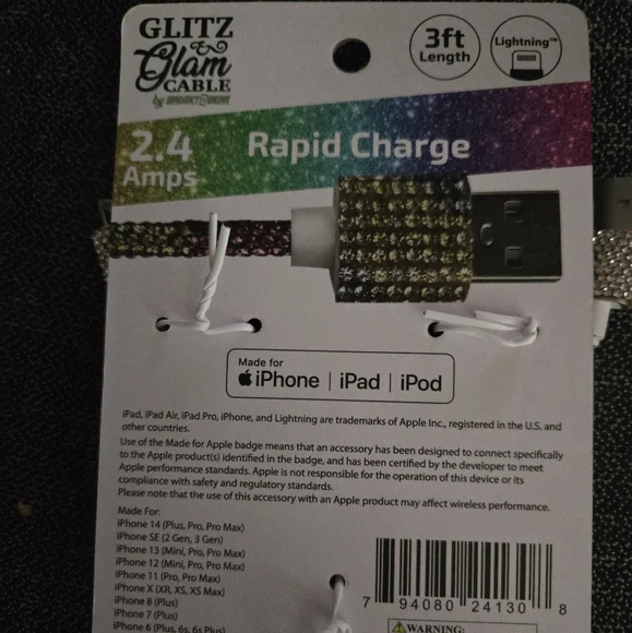 Glitz &Glam Rapid Charging 3ft cable IPhone IPad Ipod Hp🔥🔥🔥🥲 - Picture 3 of 5